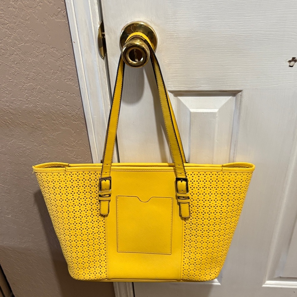Tignanello Yellow Perforated Tote Bag